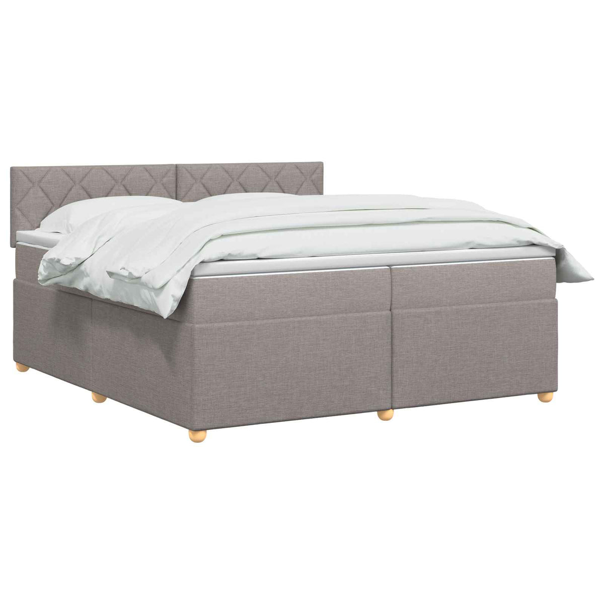 Boxspring krevet s madracem Sivosmeđa 200 x 200 cm Tkanina Smeđesiva 202 x 202 x 88 cm
