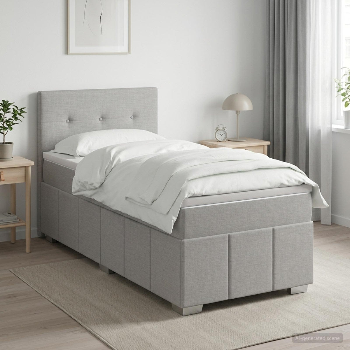 Boxspring krevet s madracem Svjetlosiva 90 x 200 cm Tkanina