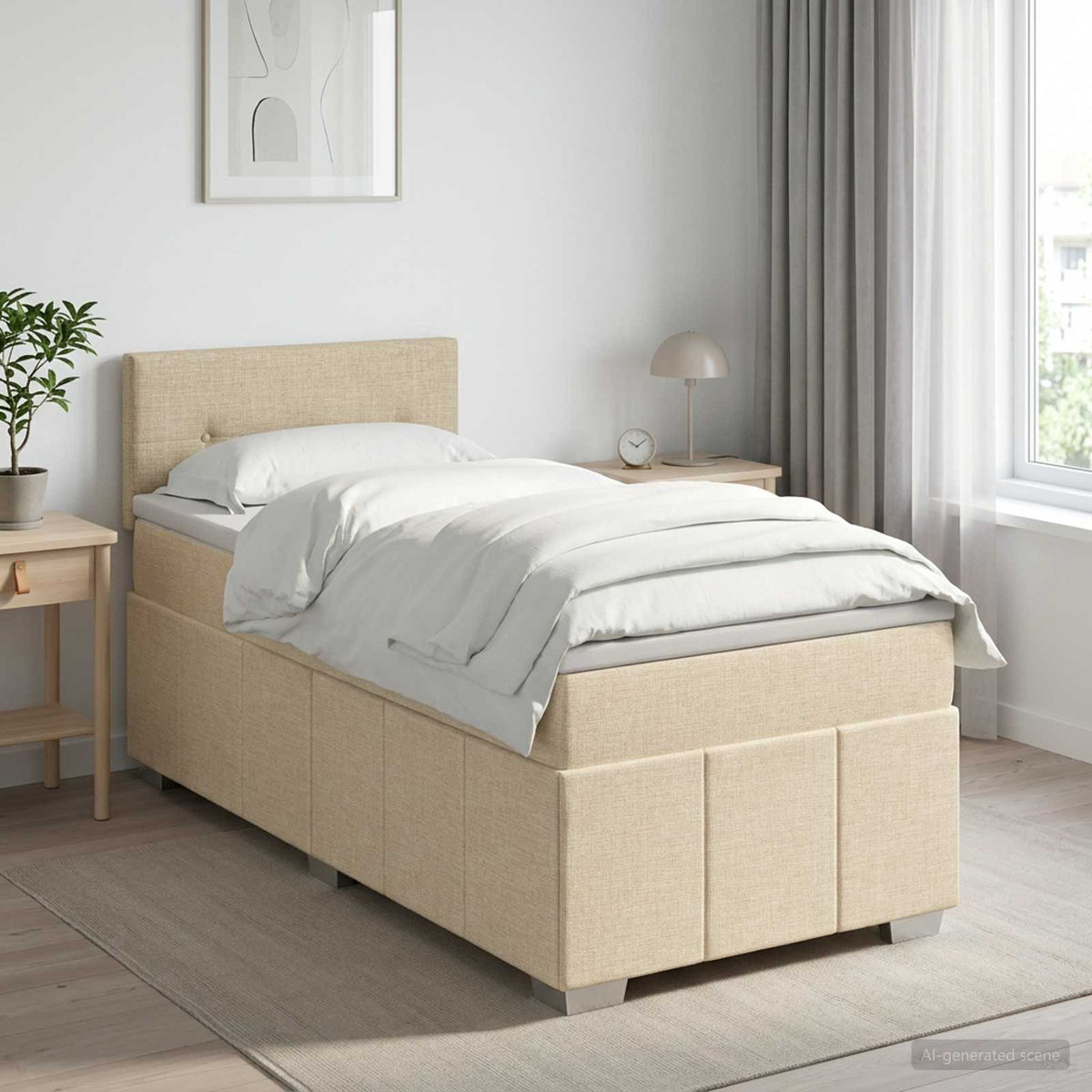 Boxspring krevet s madracem Krem 80 x 200 cm Tkanina 200 x 80 x 88 cm