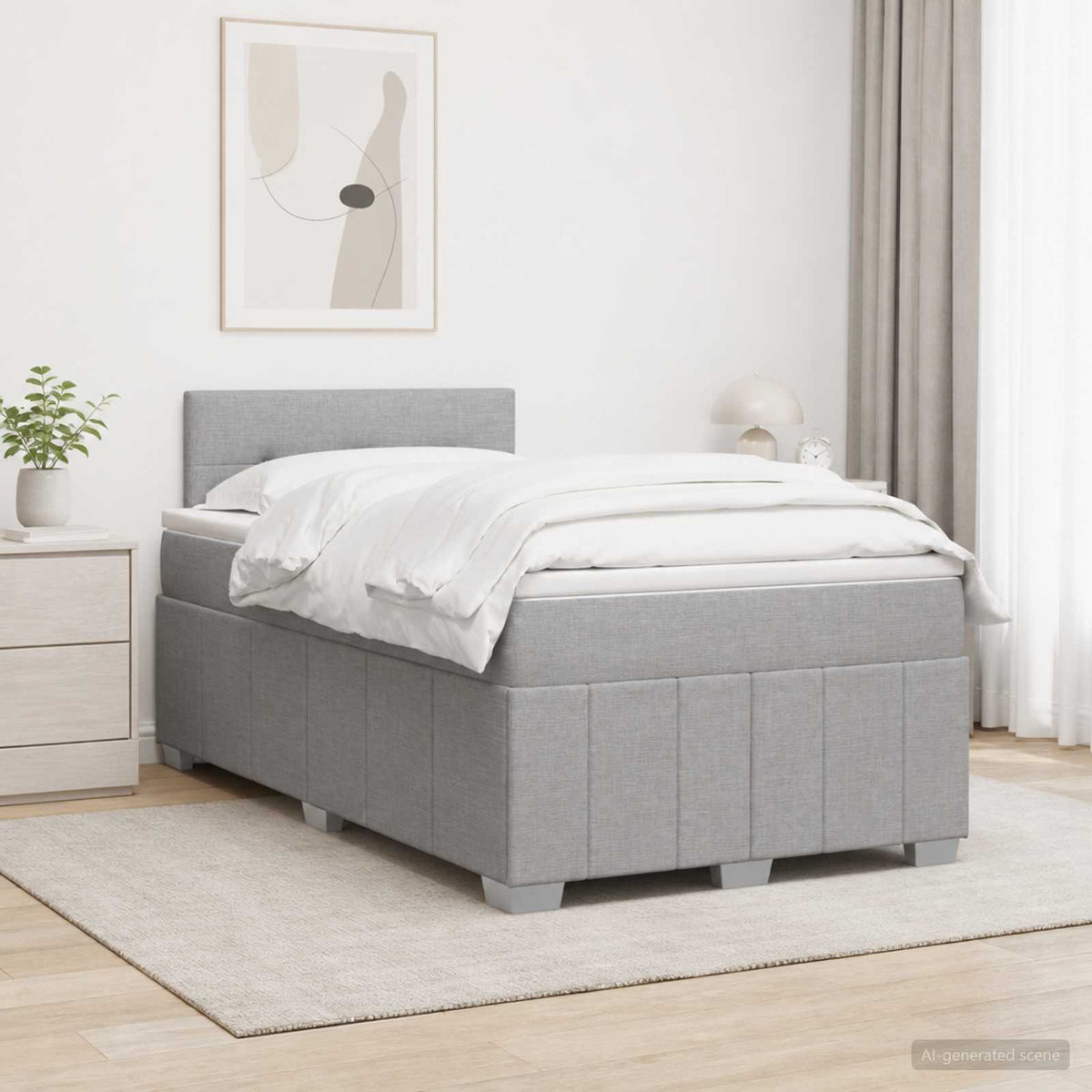 Boxspring krevet s madracem Svjetlosiva 120 x 190 cm Tkanina