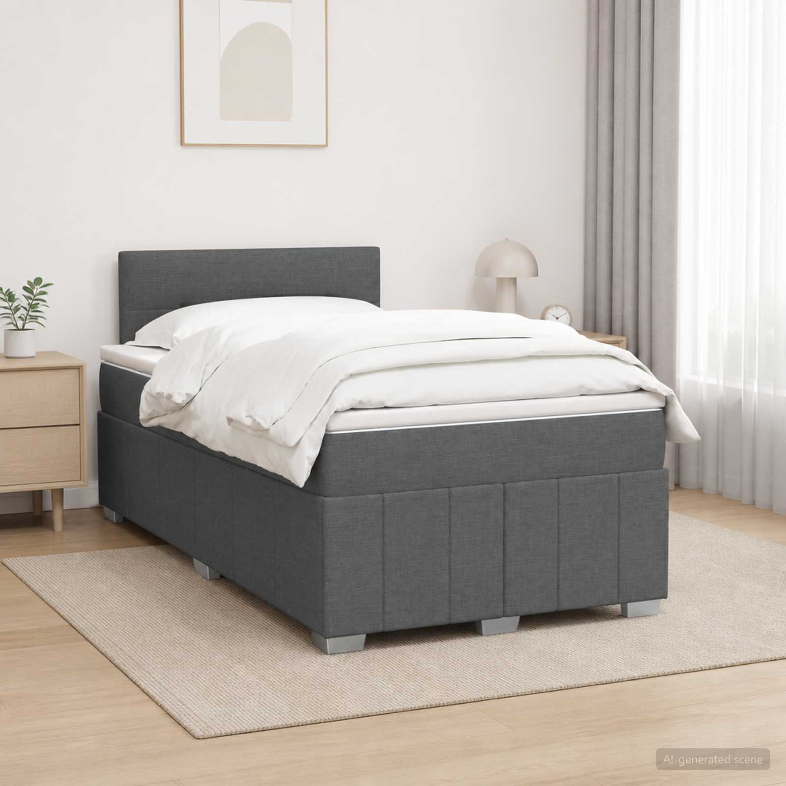 Boxspring krevet s madracem Tamnosiva 120 x 190 cm Tkanina