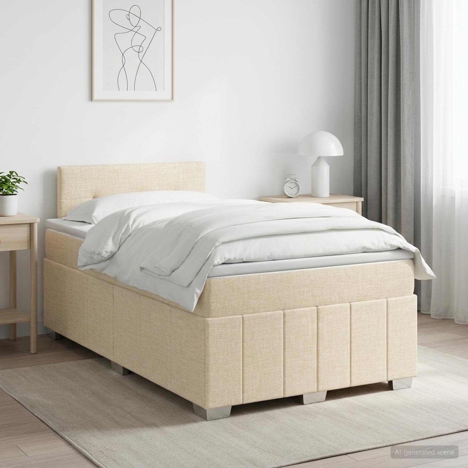 Boxspring krevet s madracem Krem 120 x 190 cm Tkanina