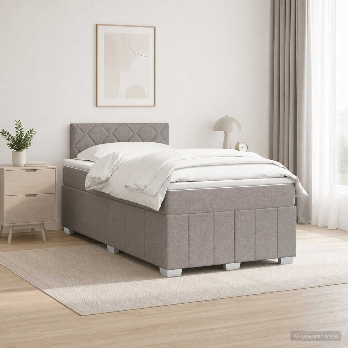 Boxspring krevet s madracem Sivosmeđa 120 x 200 cm Tkanina