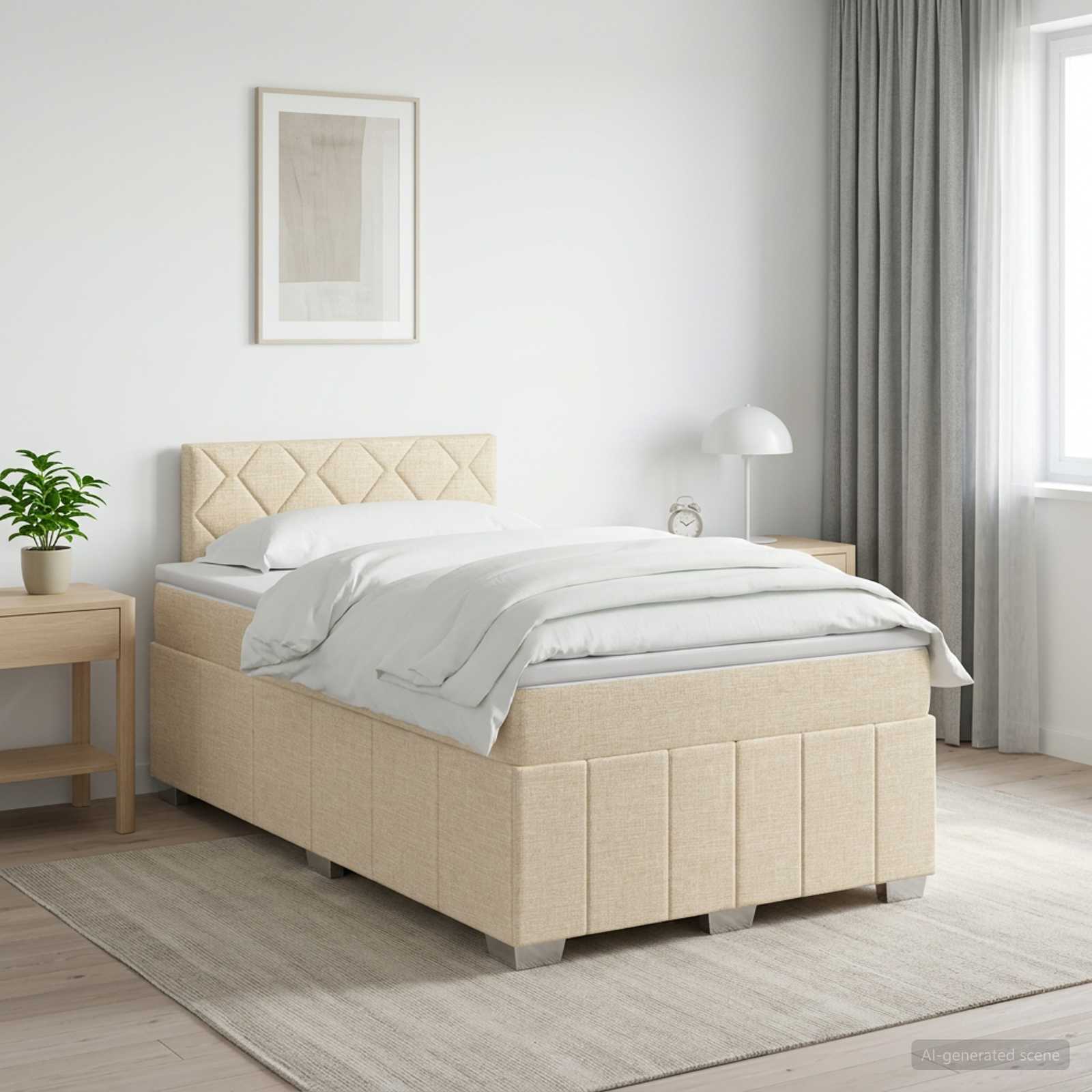 Boxspring krevet s madracem Krem 120 x 200 cm Tkanina