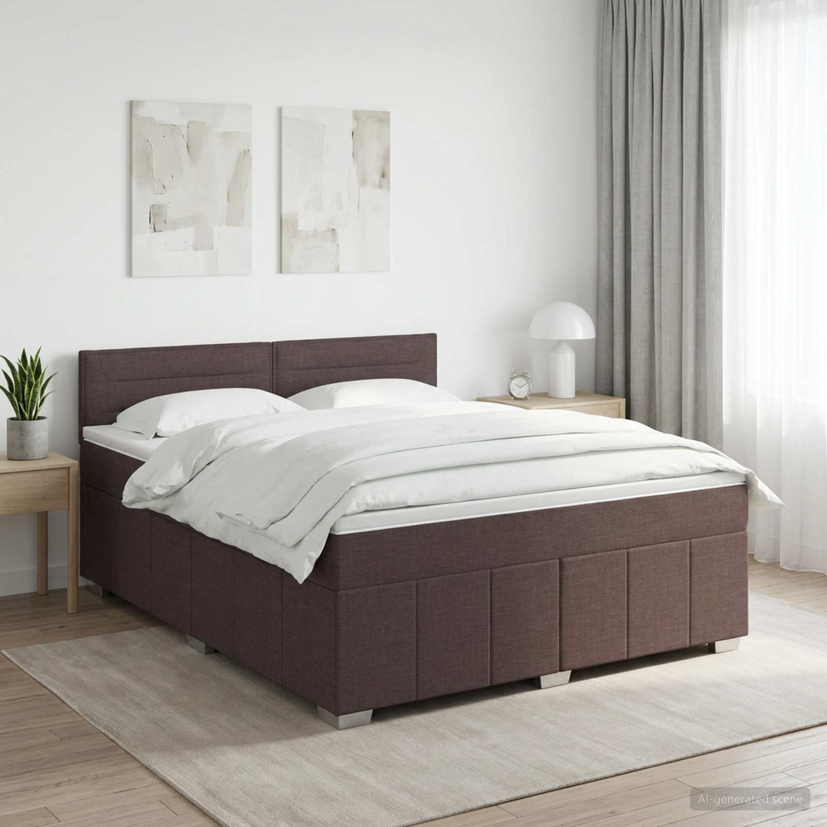 Boxspring krevet s madracem Tamno smeđa 180 x 200 cm Tkanina 202 x 183.5 x 88 cm
