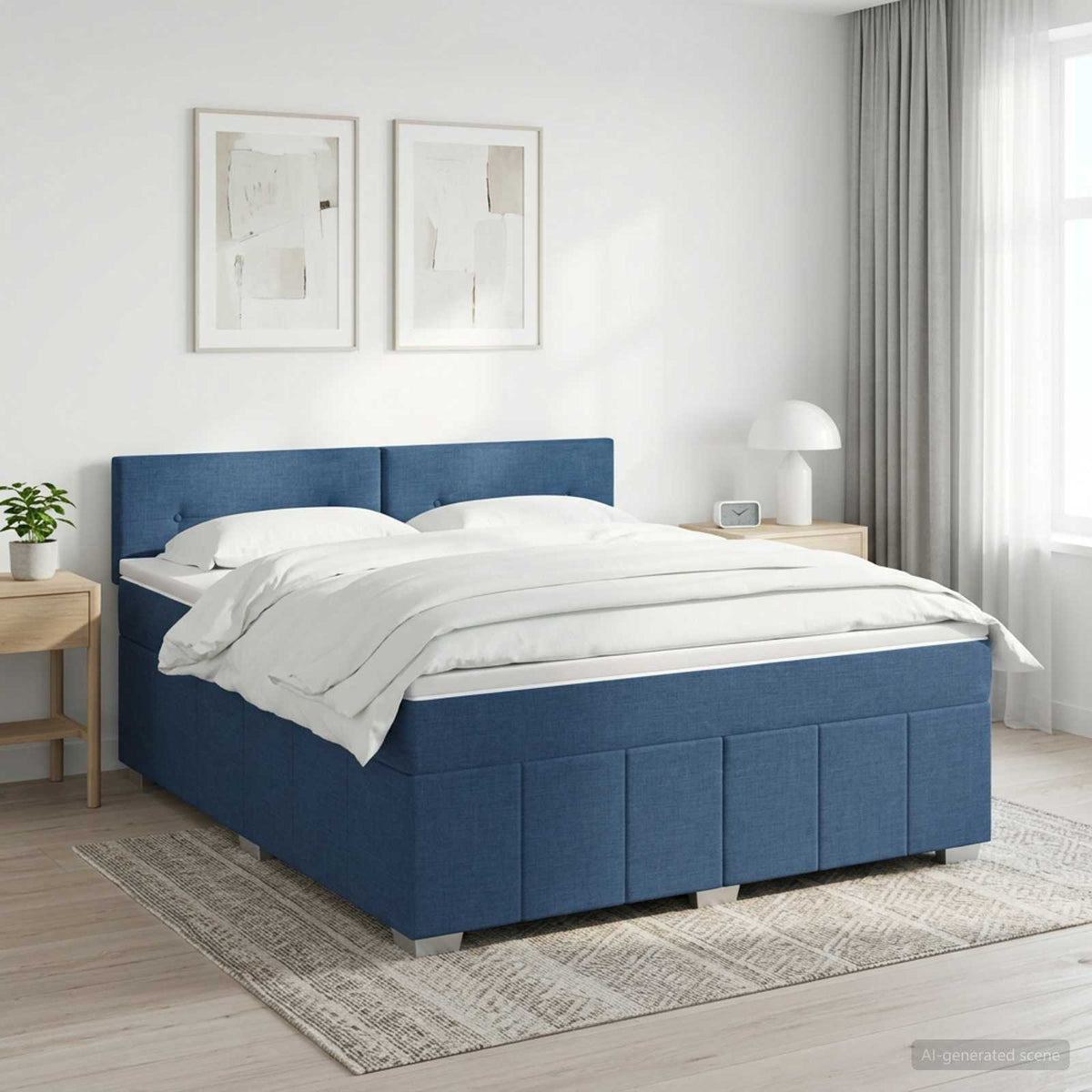 Boxspring krevet s madracem Plava 140 x 200 cm Tkanina