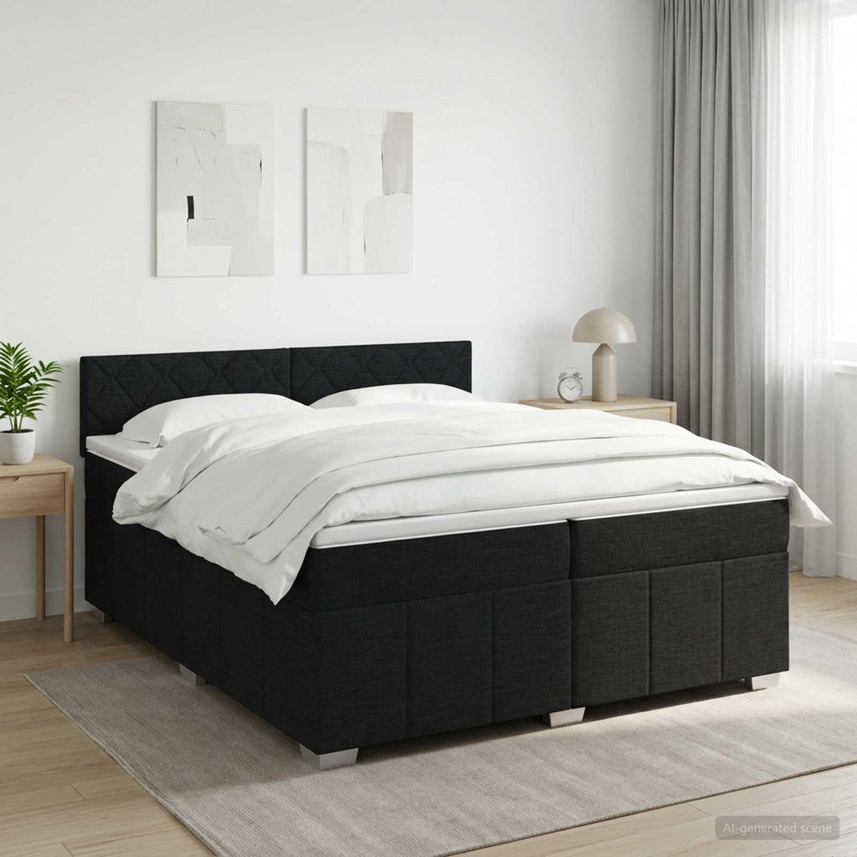 Boxspring krevet s madracem Crna 200 x 200 cm Tkanina