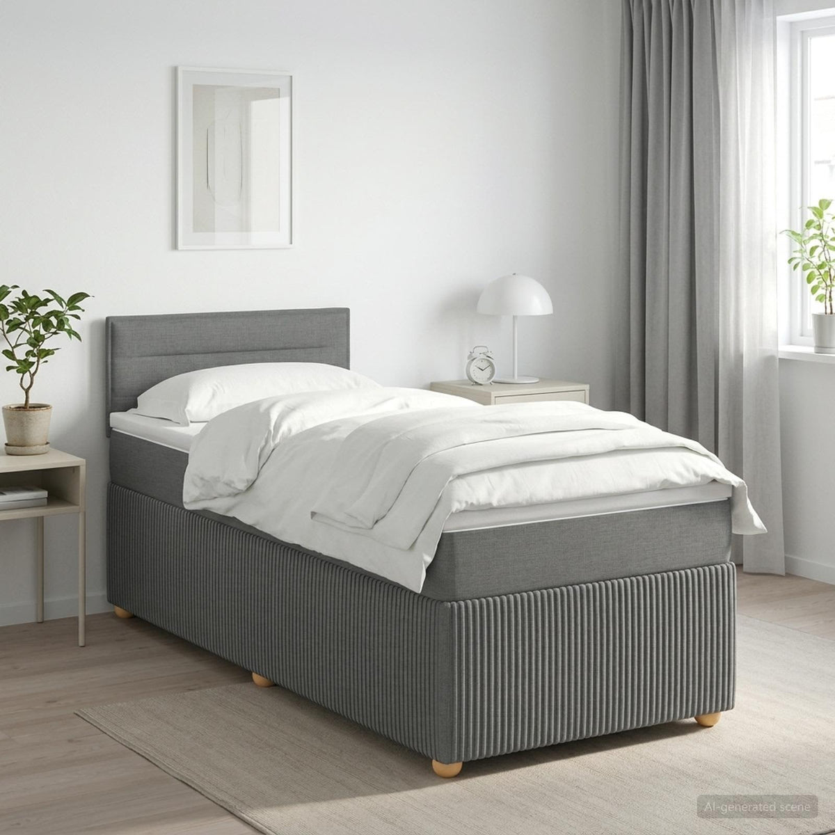 Boxspring krevet s madracem Tamnosiva 90 x 190 cm Tkanina 191 x 91.5 x 88 cm