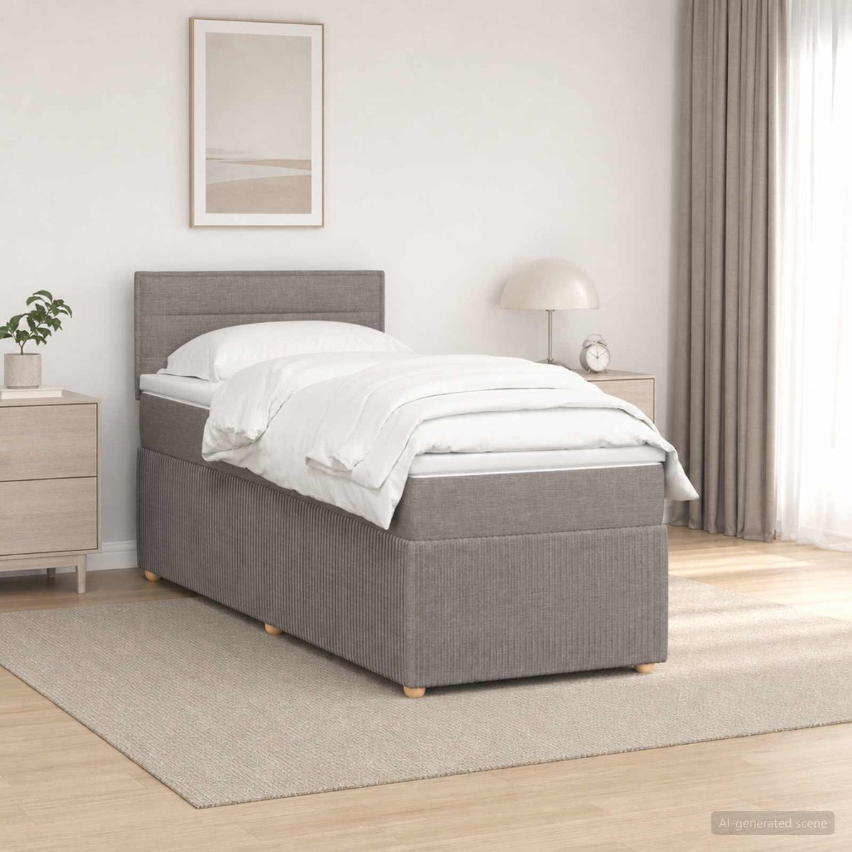 Boxspring krevet s madracem Sivosmeđa 90 x 190 cm Tkanina