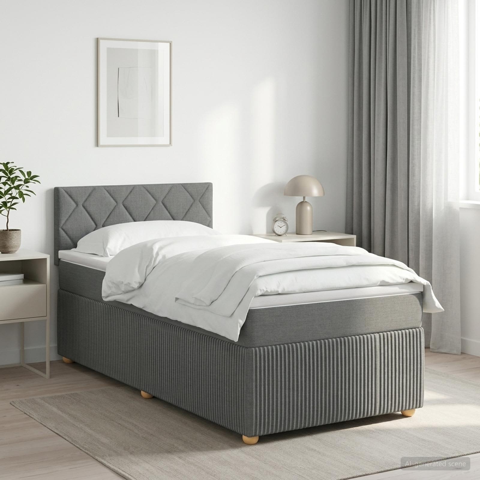 Boxspring krevet s madracem Tamnosiva 90 x 200 cm Tkanina