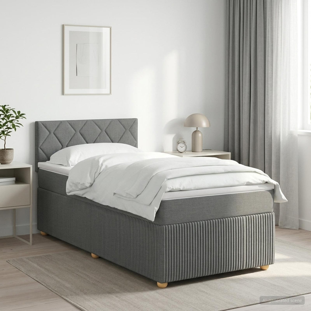 Boxspring krevet s madracem Tamnosiva 90 x 200 cm Tkanina