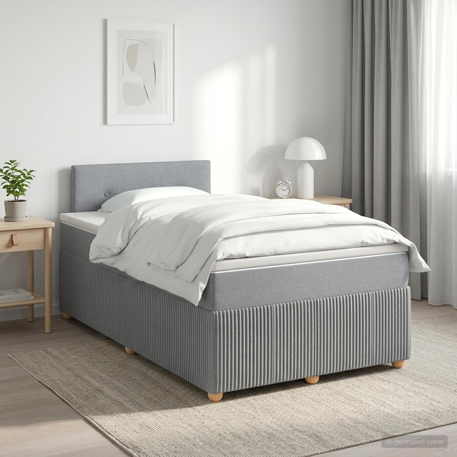 Boxspring krevet s madracem Svjetlosiva 120 x 190 cm Tkanina