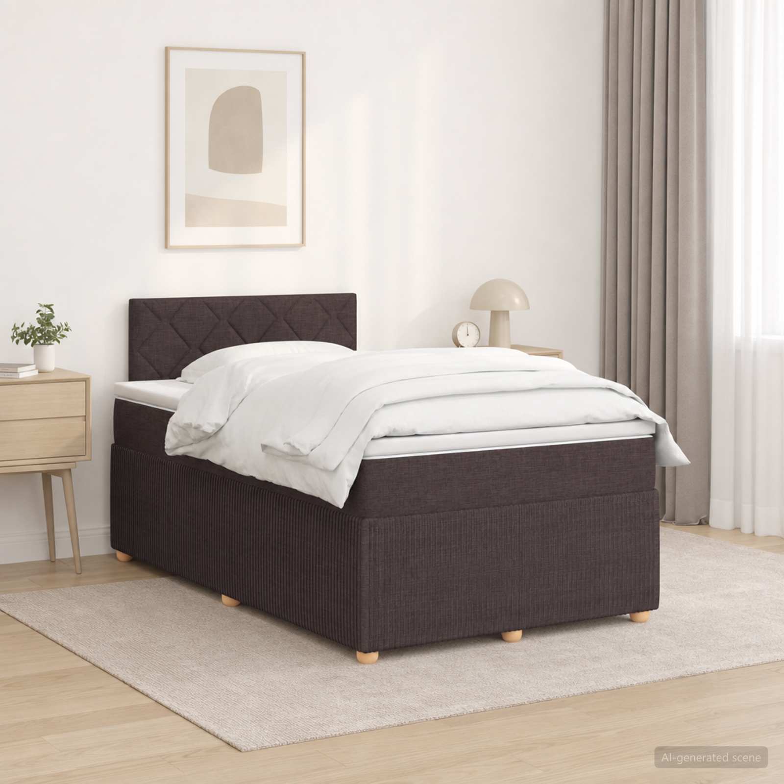 Boxspring krevet s madracem Tamno smeđa 120 x 190 cm Tkanina