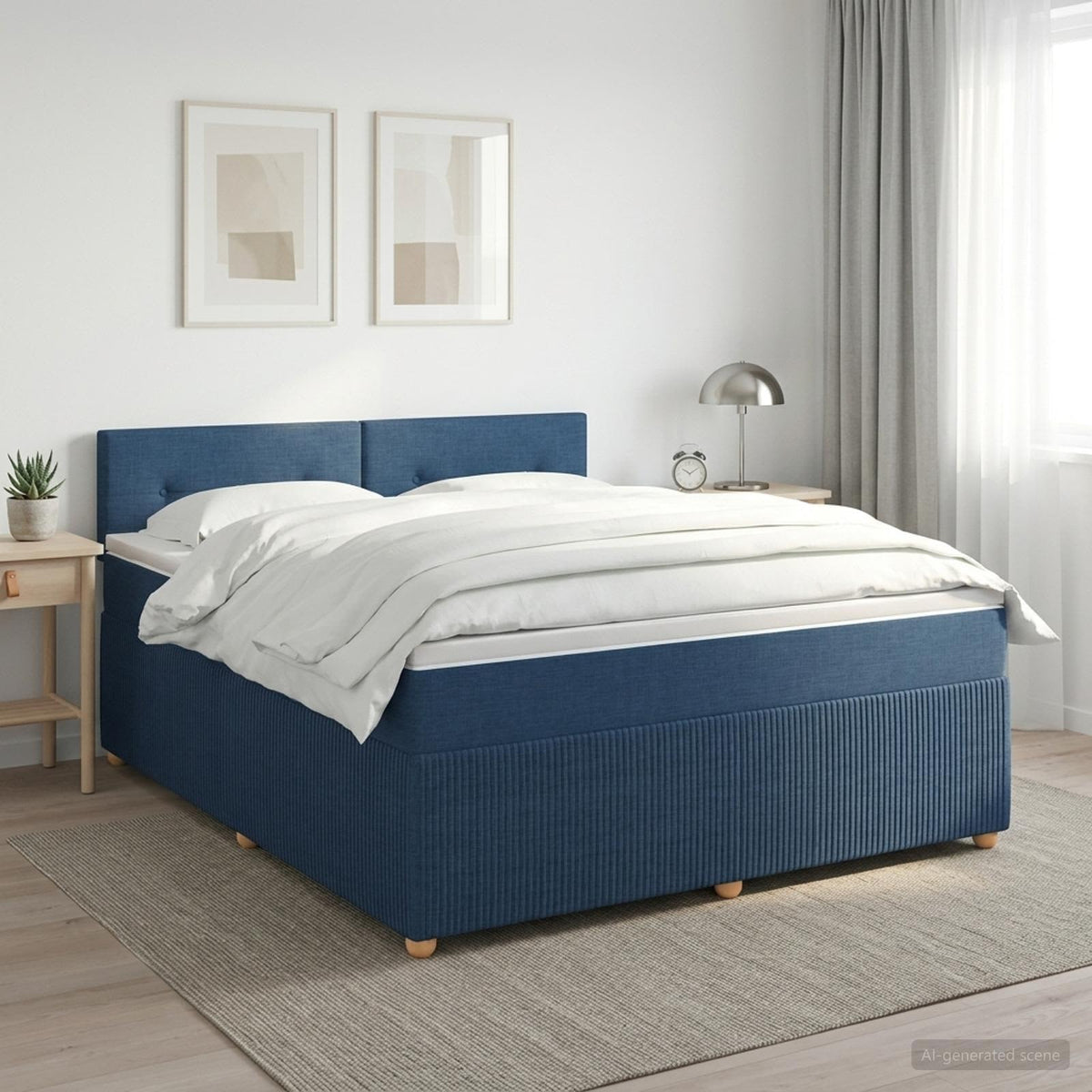 Boxspring krevet s madracem Plava 140 x 200 cm Tkanina
