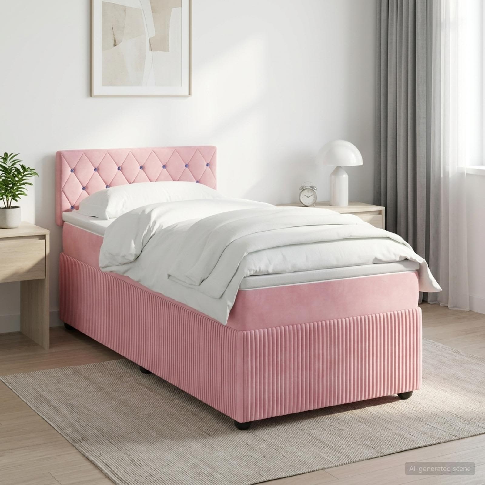 Boxspring krevet s madracem Ružičasta 90 x 190 cm Baršun