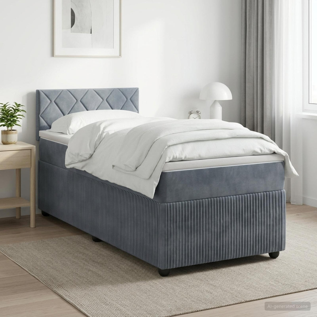 Boxspring krevet s madracem Tamnosiva 90 x 190 cm Baršun Plava