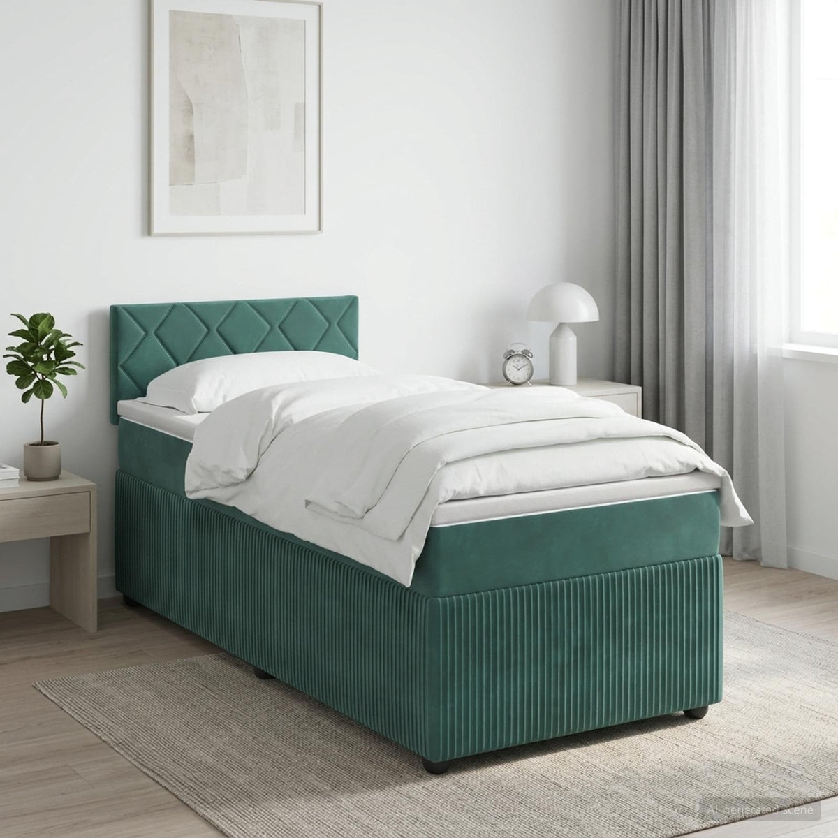 Boxspring krevet s madracem Tamnozelena 90 x 190 cm Baršun