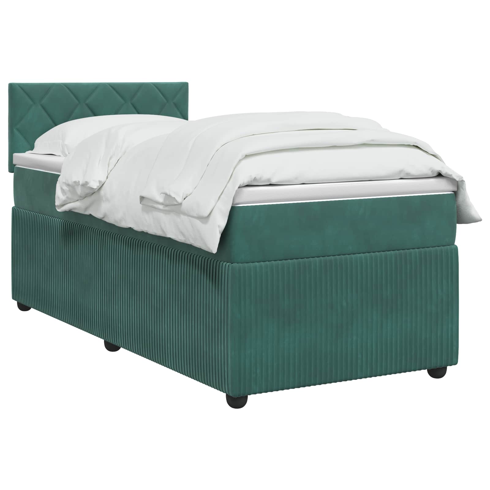 Boxspring krevet s madracem Tamnozelena 90 x 190 cm Baršun