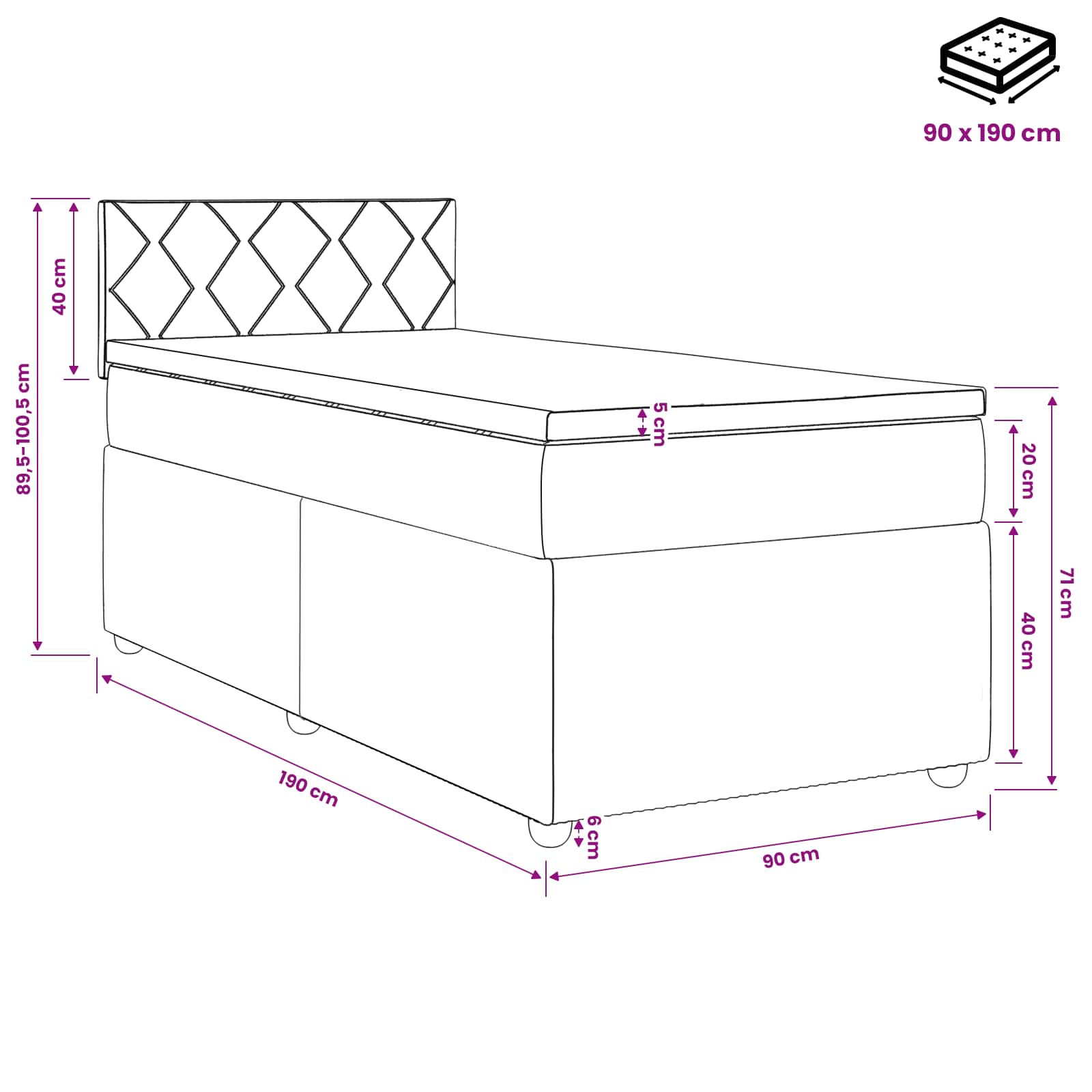 Boxspring krevet s madracem Tamnozelena 90 x 190 cm Baršun