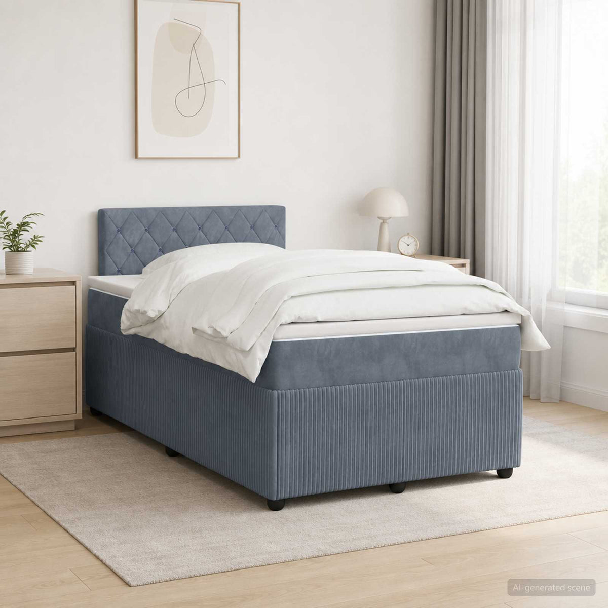 Boxspring krevet s madracem Tamnosiva 120 x 190 cm Baršun