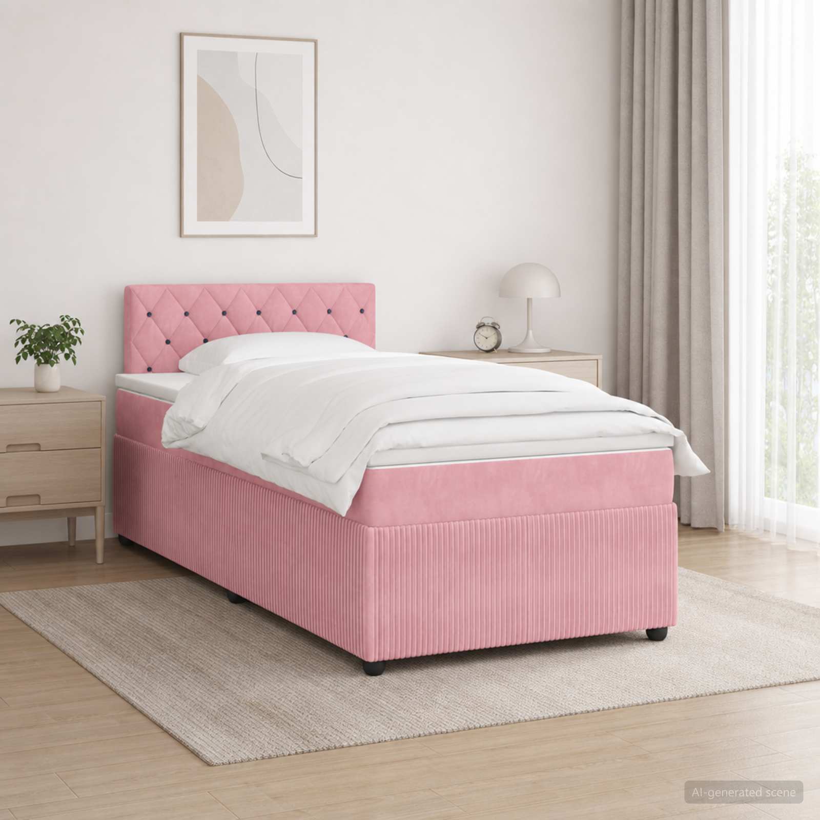 Boxspring krevet s madracem Ružičasta 120 x 190 cm Baršun