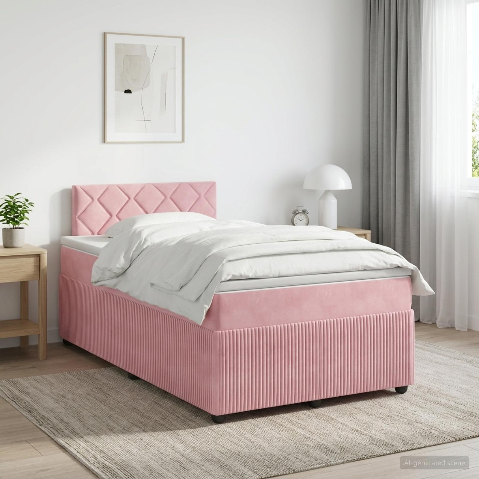 Boxspring krevet s madracem Ružičasta 120 x 190 cm Baršun