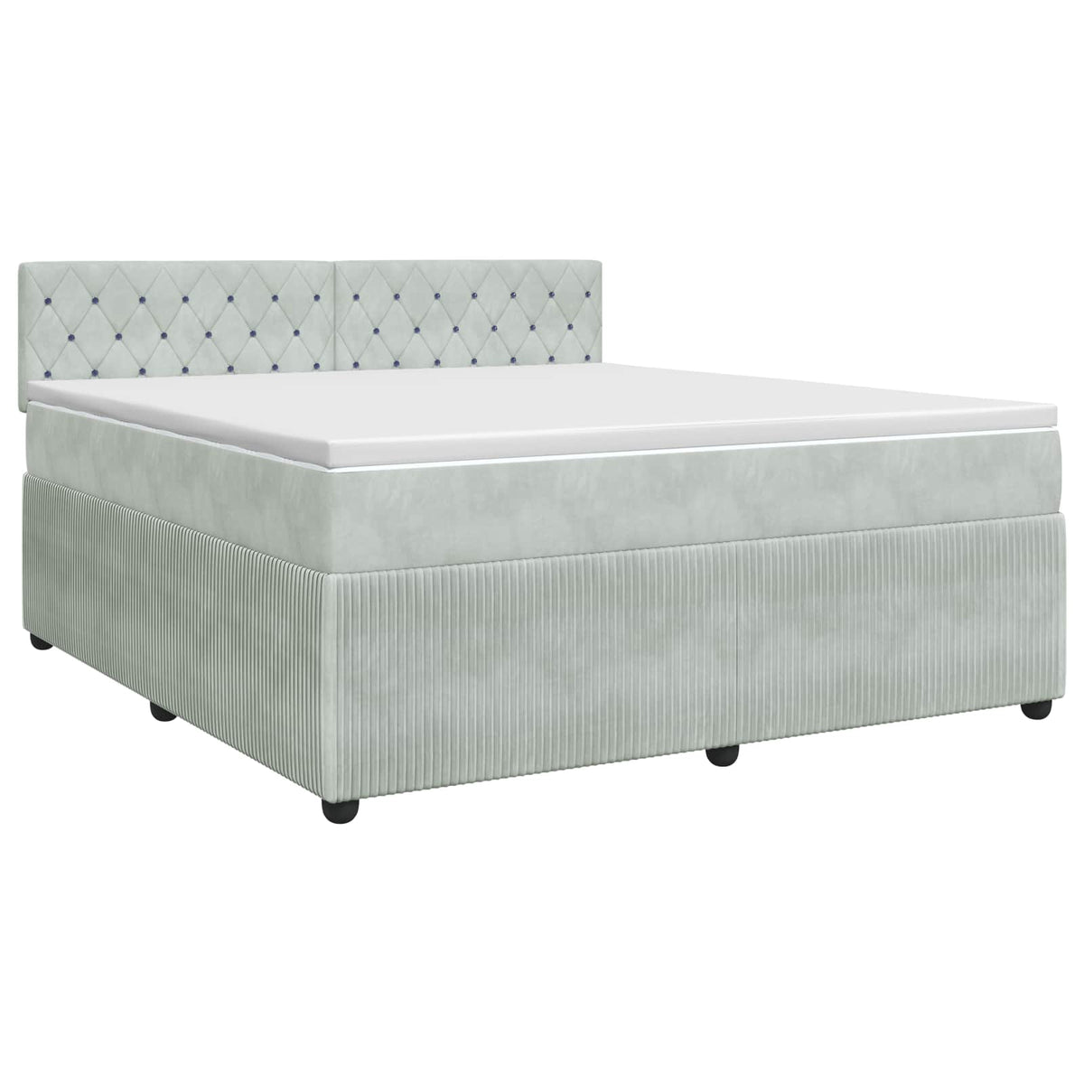 Boxspring krevet s madracem Svjetlosiva 140 x 200 cm Baršun Zelena