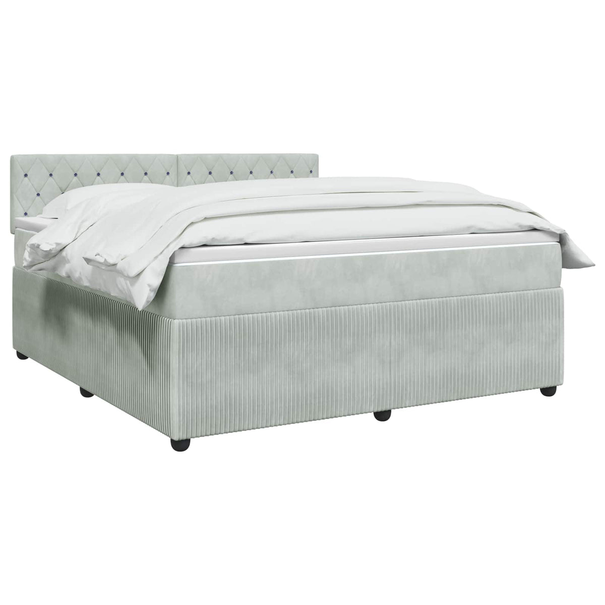 Boxspring krevet s madracem Svjetlosiva 140 x 200 cm Baršun Zelena