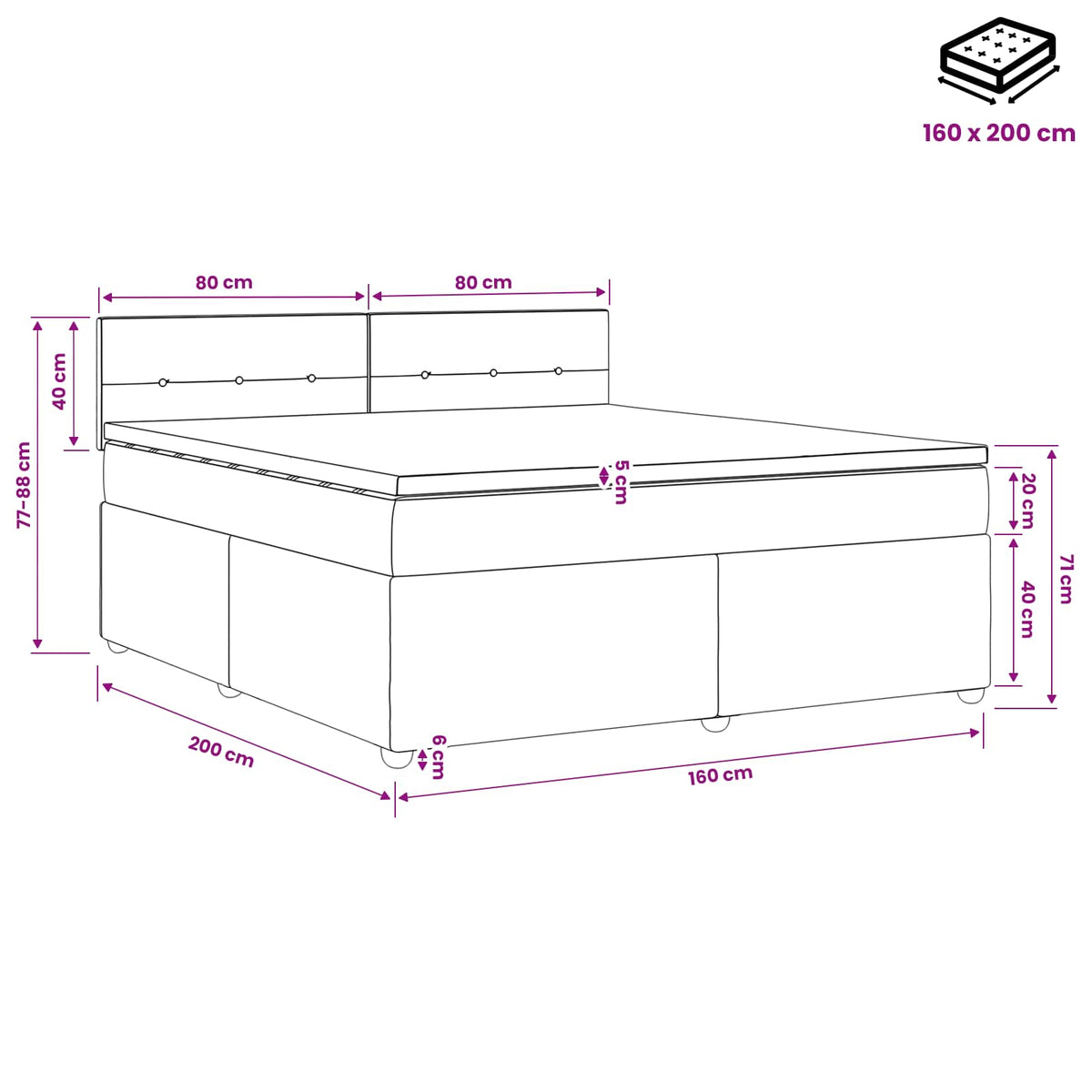 Boxspring krevet s madracem Ružičasta 160 x 200 cm Baršun