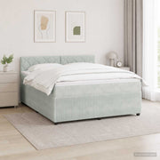 Boxspring krevet s madracem Svjetlosiva 180 x 200 cm Baršun Zelena 200 x 180 x 88 cm