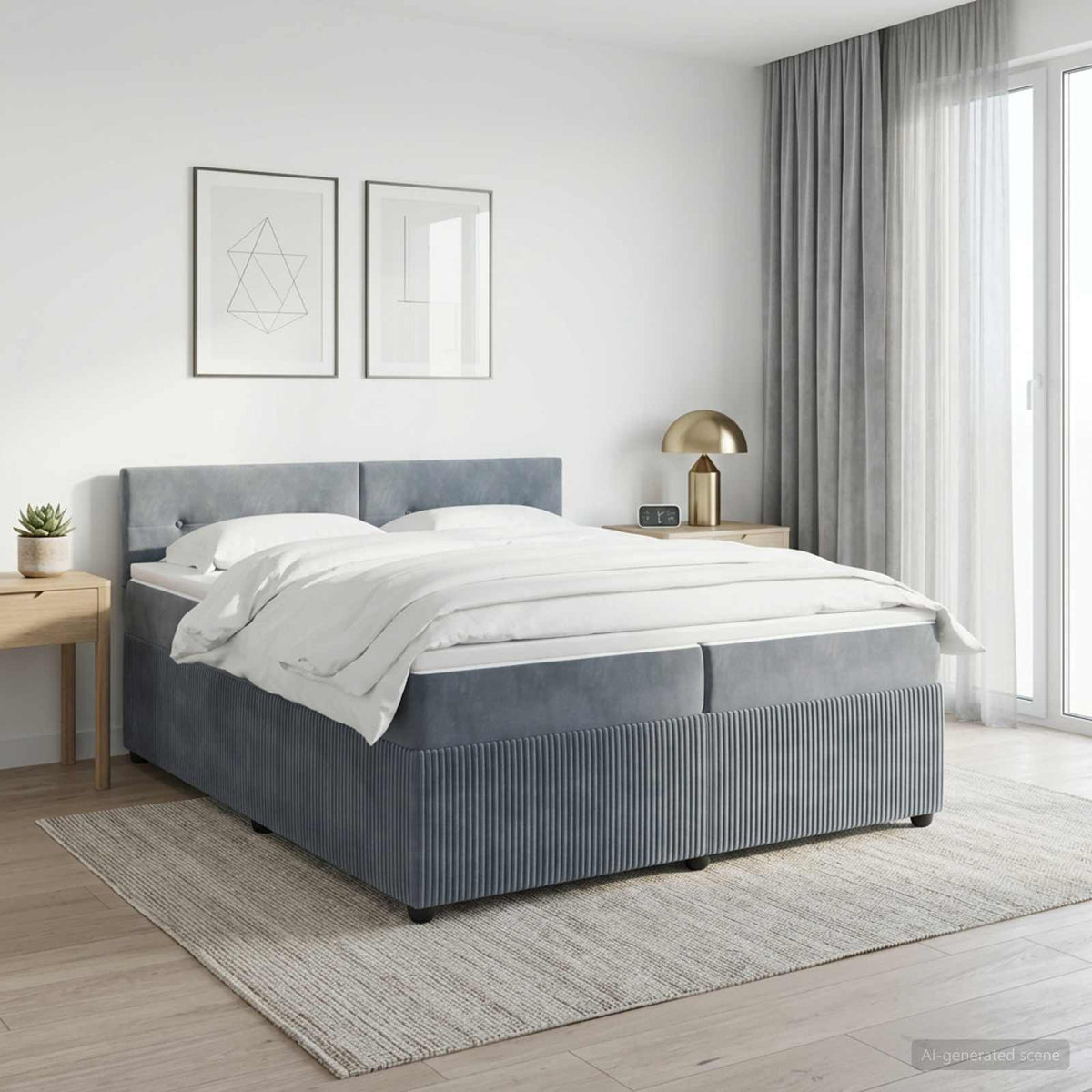 Boxspring krevet s madracem Tamnosiva 200 x 200 cm Baršun
