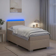 Krevet s box springom, madracem i LED-om Krem 100 x 200 cm
