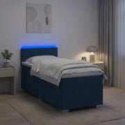 Krevet s box springom, madracem i LED-om Plava 90 x 200 cm