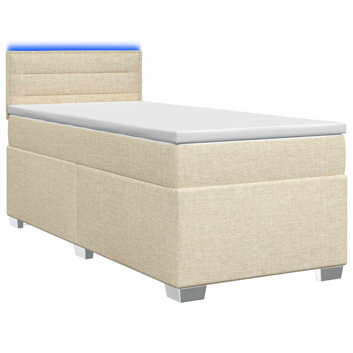 Krevet s box springom, madracem i LED-om Krem 100 x 200 cm