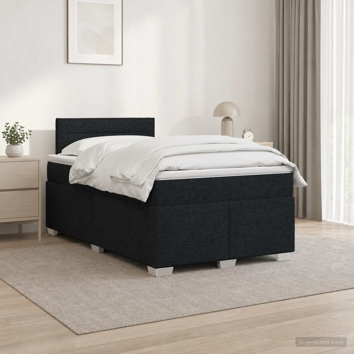 Krevet s box springom, madracem i LED-om Crna 120 x 190 cm