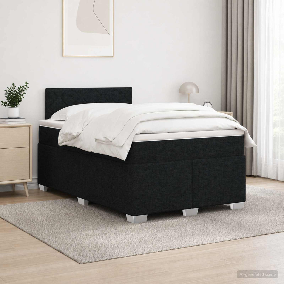 Krevet s box springom, madracem i LED-om Crna 120 x 190 cm