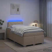 Krevet s box springom, madracem i LED-om Krem 120 x 200 cm