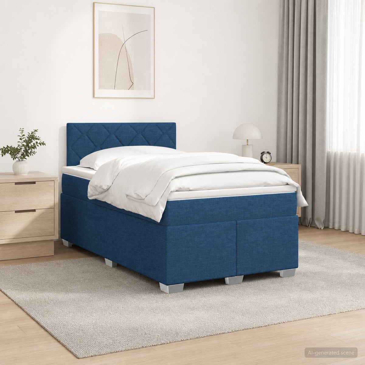 Krevet s box springom, madracem i LED-om Plava 120 x 200 cm