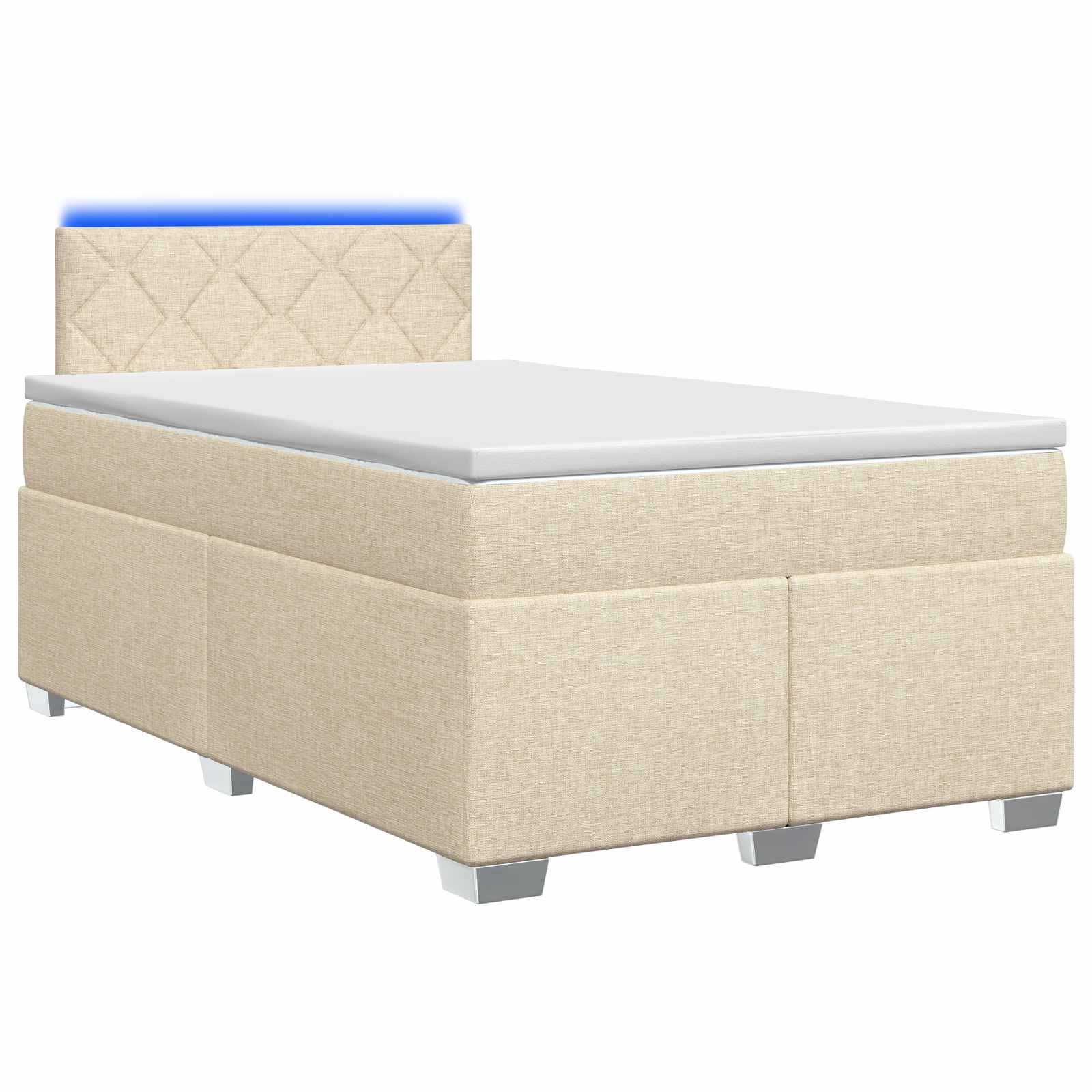 Krevet s box springom, madracem i LED-om Krem 120 x 200 cm