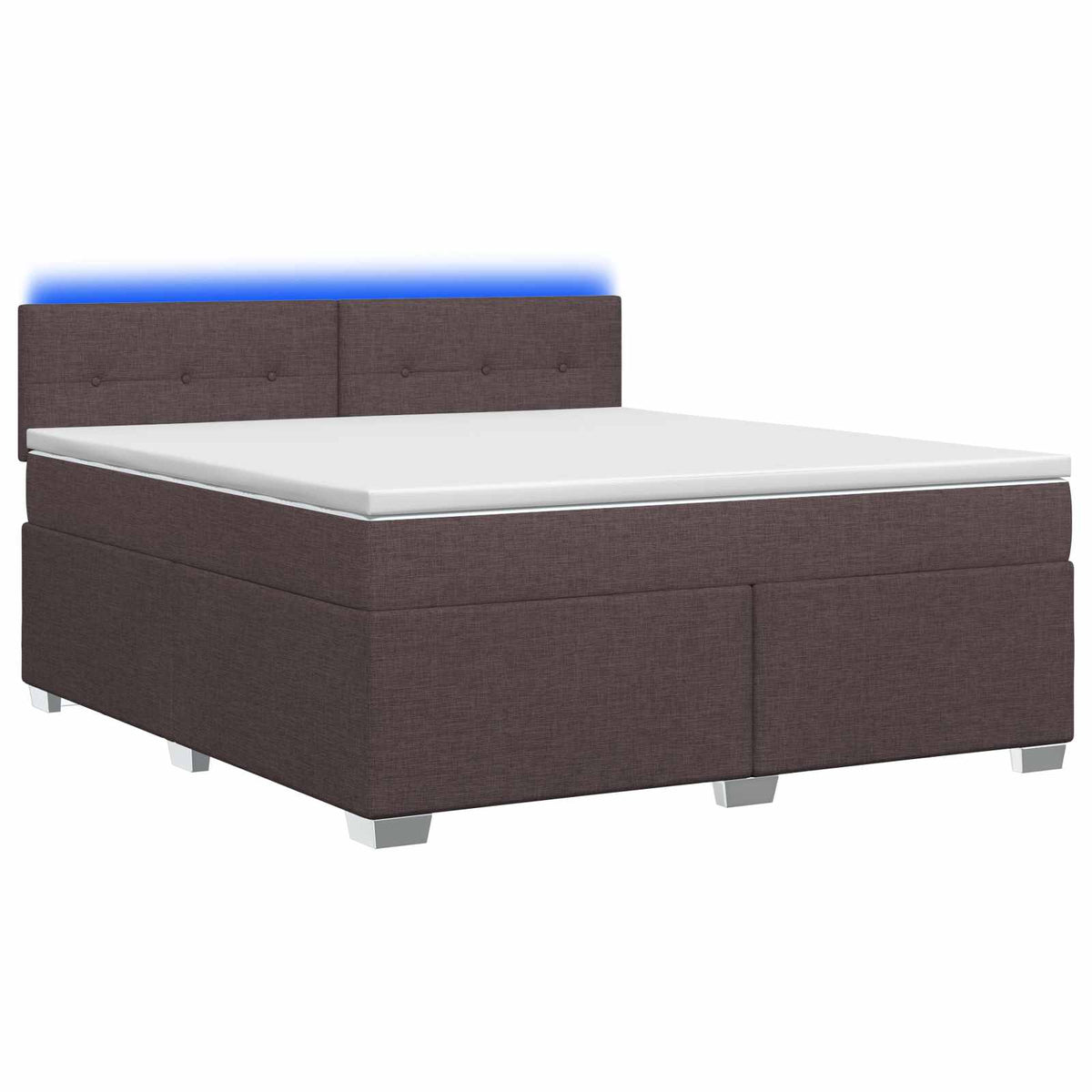 Krevet s box springom, madracem i LED-om Tamno smeđa Tkanina 140 x 200 cm