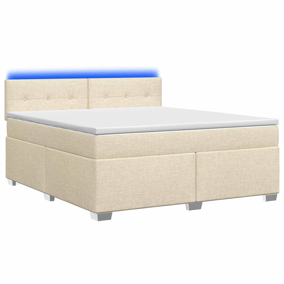 Krevet s box springom, madracem i LED-om Krem 140 x 200 cm