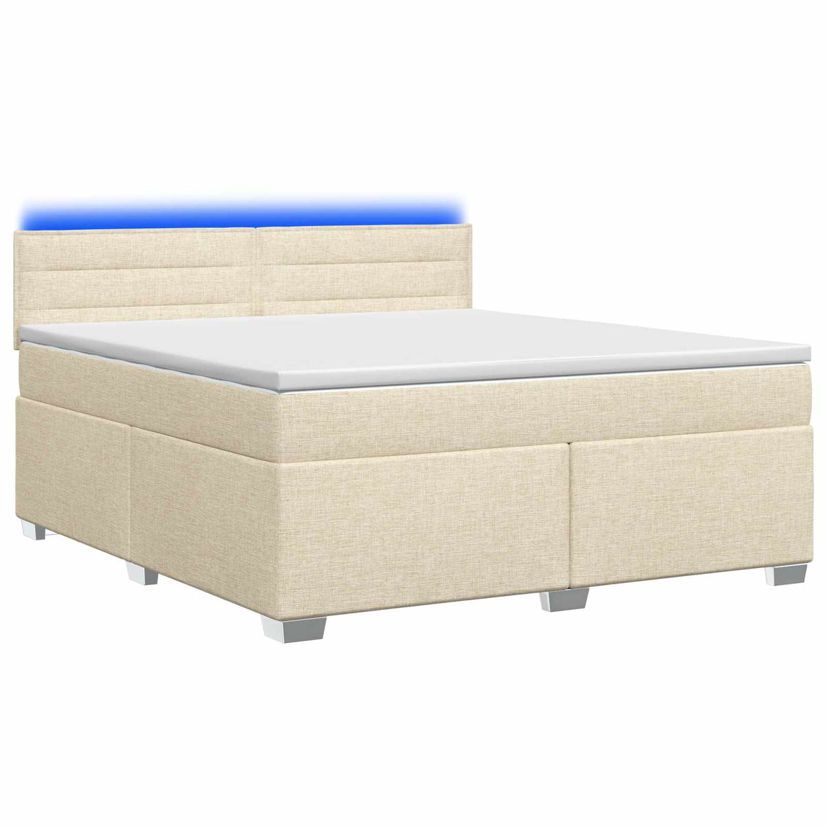 Krevet s box springom, madracem i LED-om Krem 180 x 200 cm