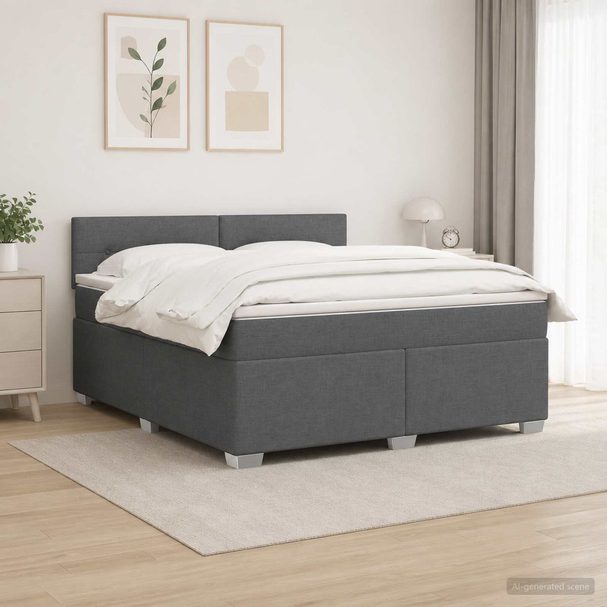 Krevet s box springom, madracem i LED-om Tamnosiva 140 x 200 cm