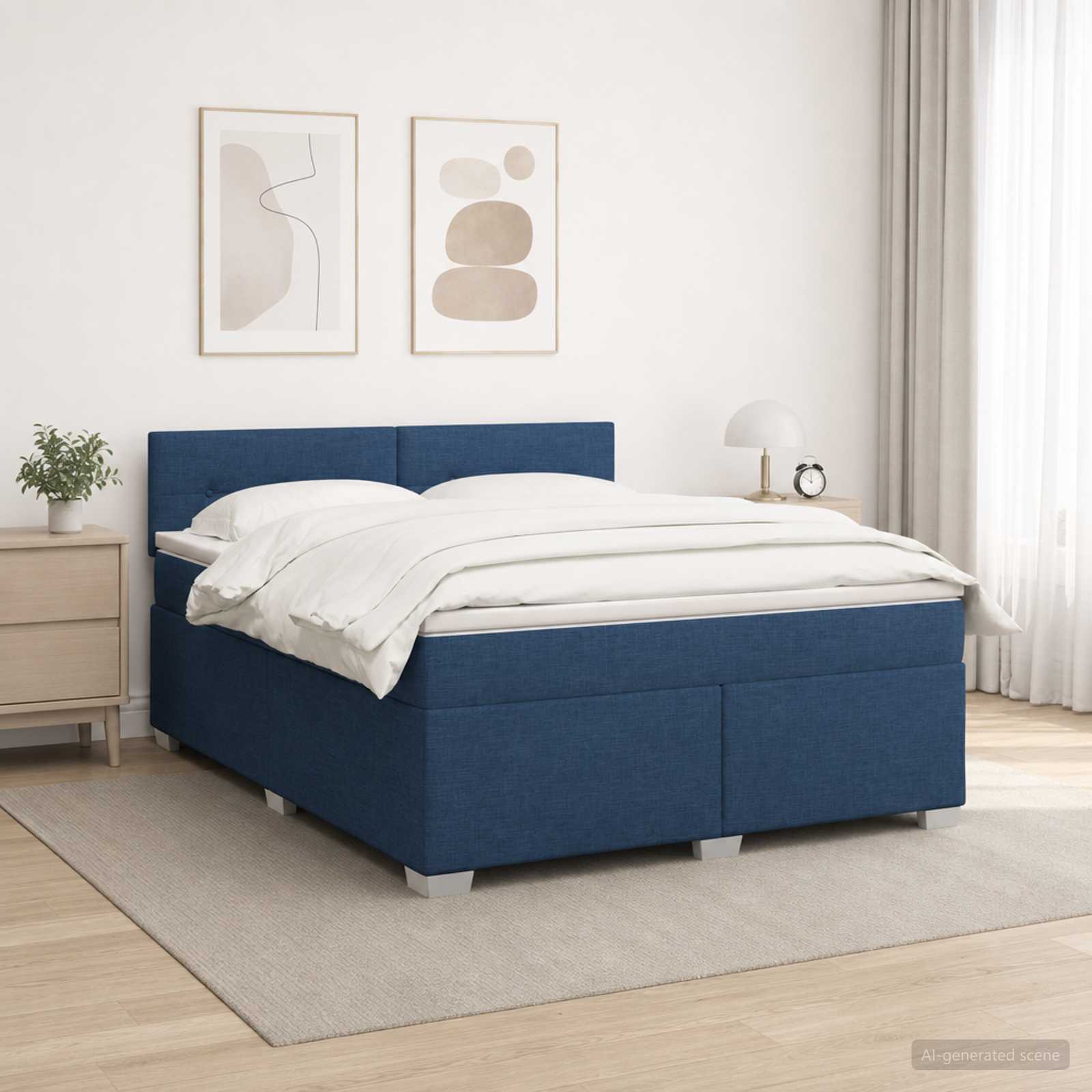 Krevet s box springom, madracem i LED-om Plava 180 x 200 cm