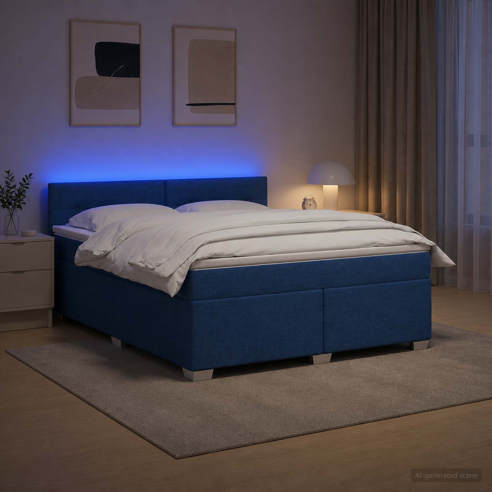 Krevet s box springom, madracem i LED-om Plava 180 x 200 cm
