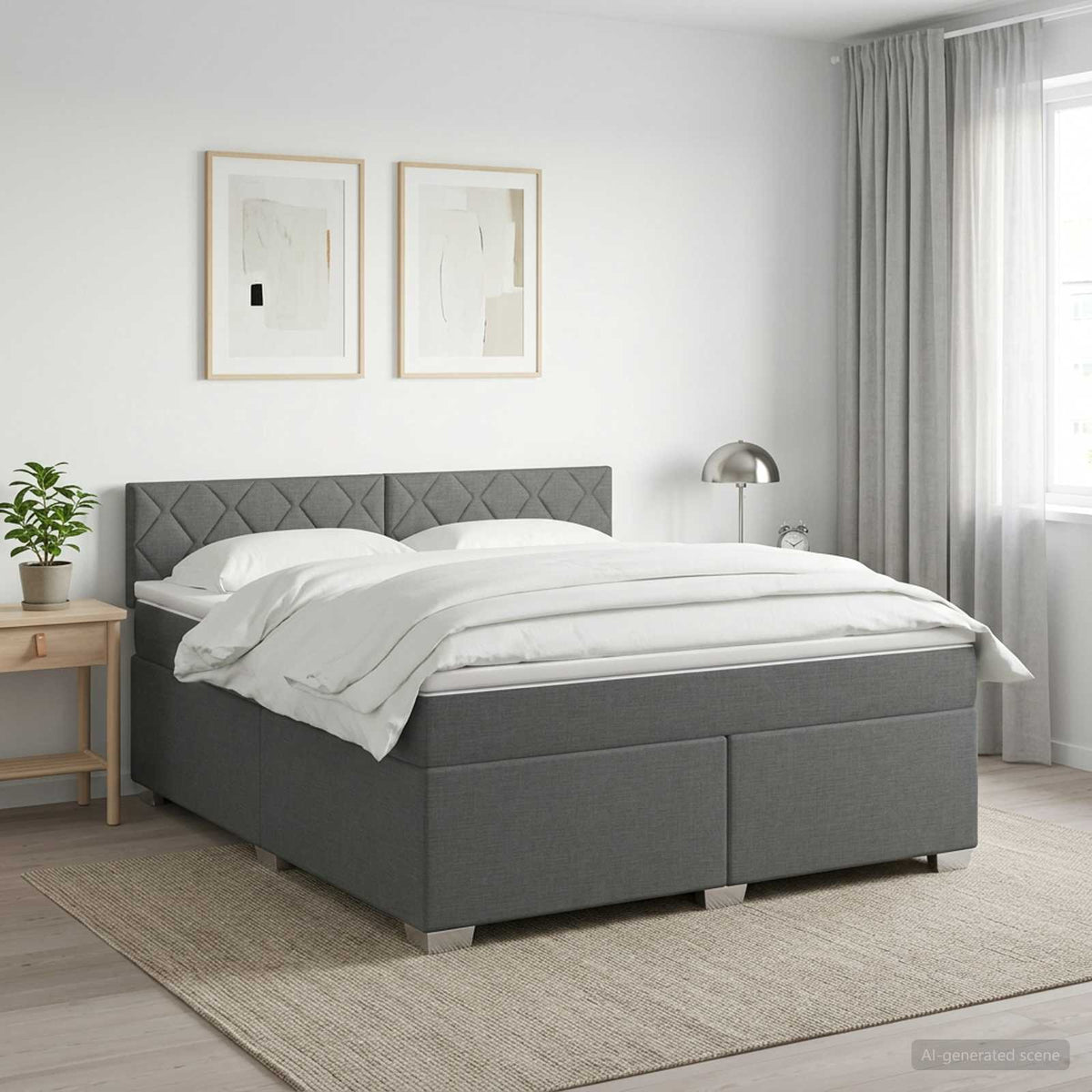 Krevet s box springom, madracem i LED-om Tamnosiva 180 x 200 cm