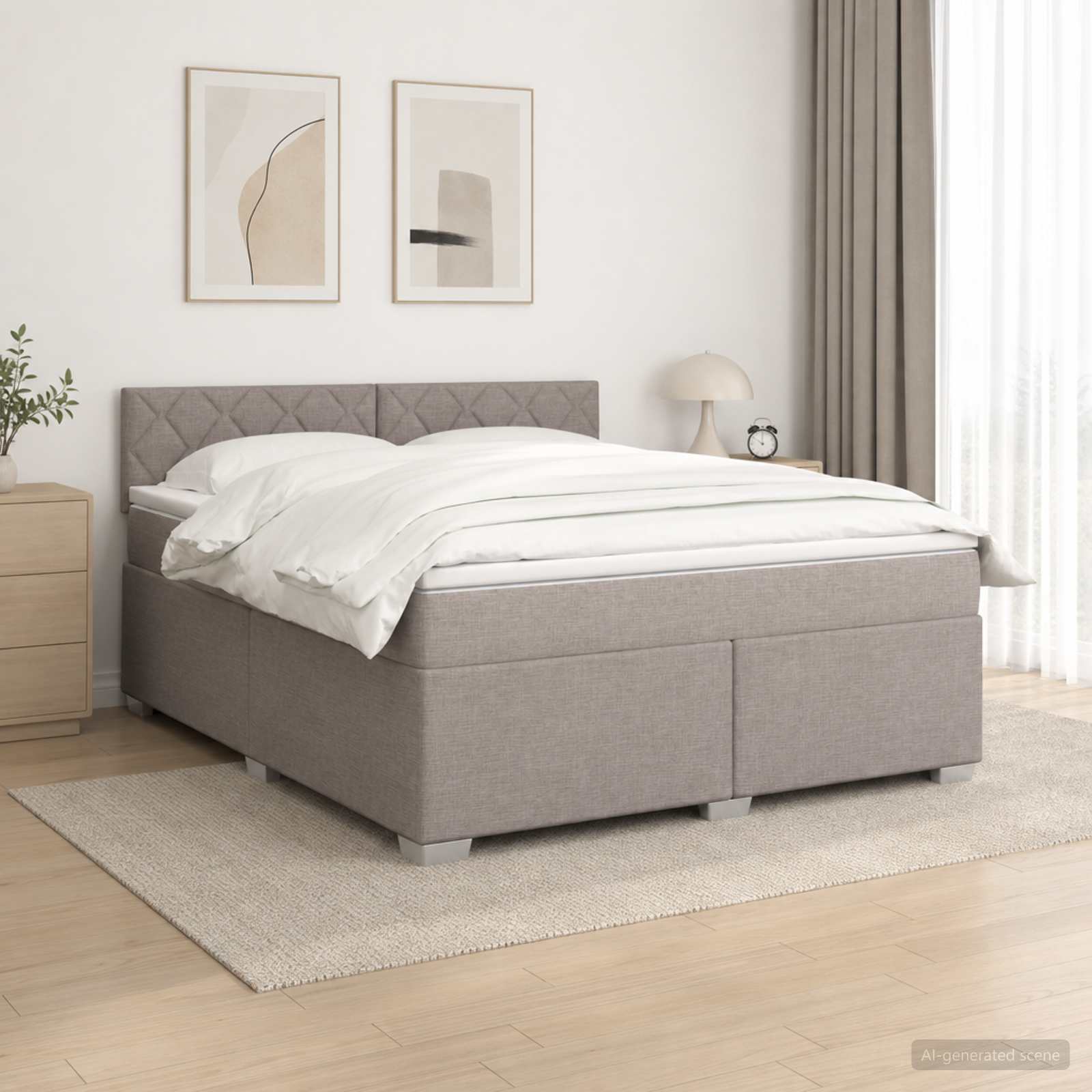 Krevet s box springom, madracem i LED-om Sivosmeđa 140 x 190 cm