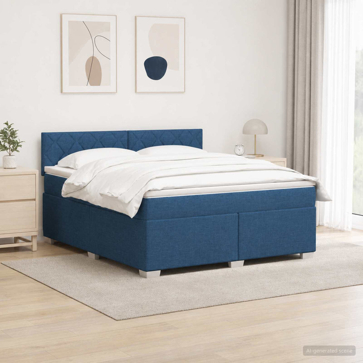Krevet s box springom, madracem i LED-om Plava 180 x 200 cm