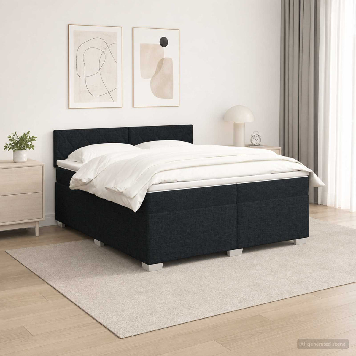 Krevet s box springom, madracem i LED-om Crna 200 x 200 cm