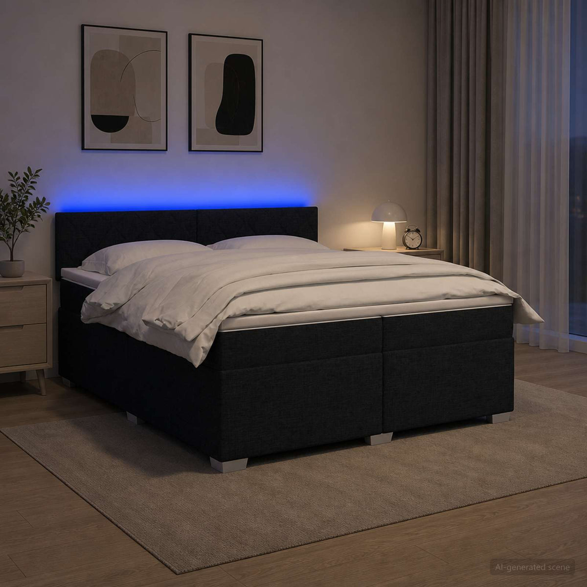 Krevet s box springom, madracem i LED-om Crna 200 x 200 cm